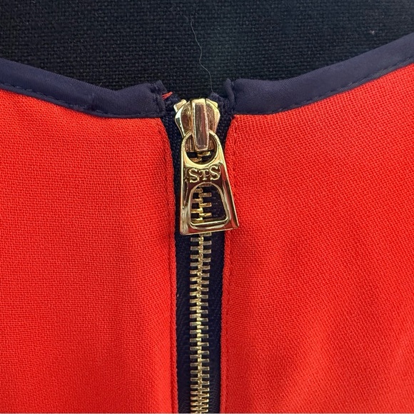 Sail to Sable Red/Navy V-Neck Ruffle Dress Women’s Size 6 - Picture 5 of 13